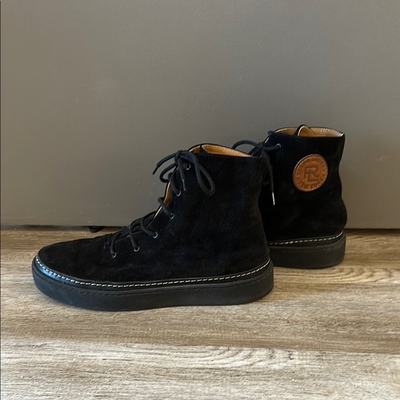 Ralph Lauren Collection Black Embry Calf-Suede High Top Lace Up Sneakers Sz 7.5 - Picture 5 of 12